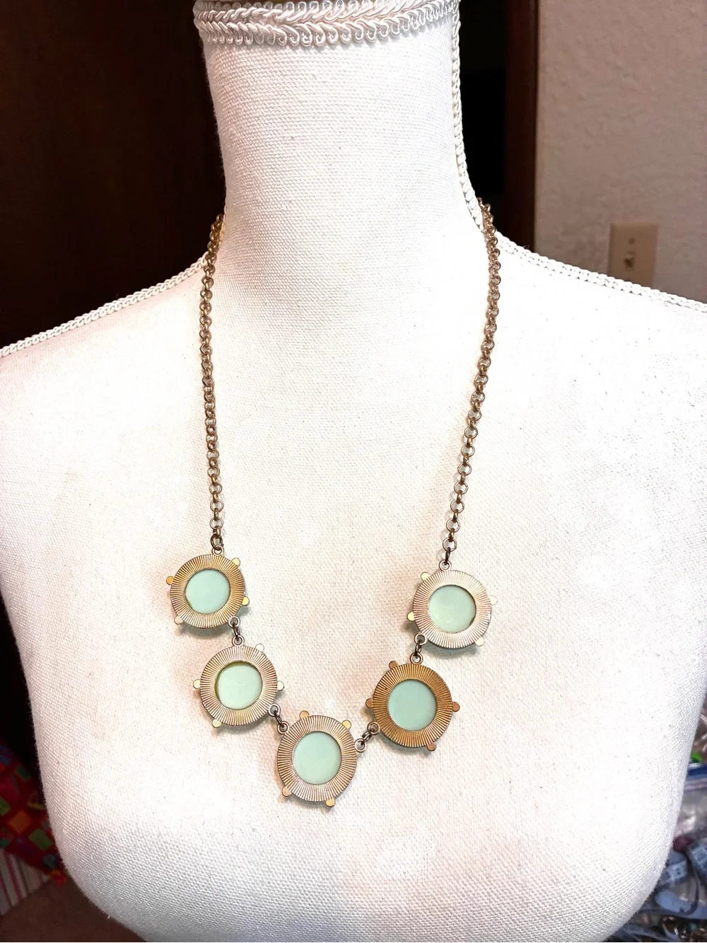 Mint Green Statement Necklace and Earrings Set